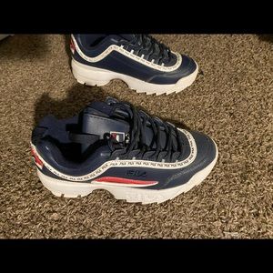 Navy Blue, Red and White Filas. Size 6.5 boys grade school .